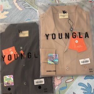 YoungLA Black and Beige Button-Up Shirts